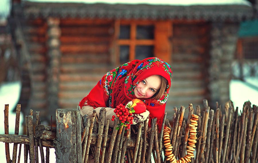 Sexy girl Women in Slavic costumes in San Diego